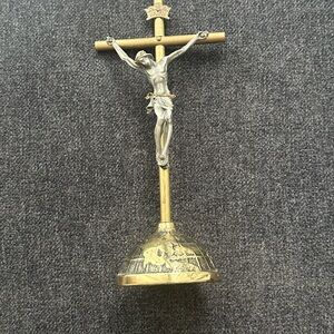 Vintage Brass Crucifix on top of the world